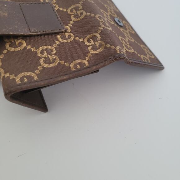 GUCCI GG Logo Plate Key Holder Wallet Case Leather Canvas Small Unisex Brown - Picture 8 of 10
